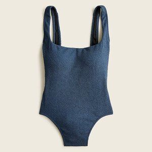 J. Crew Textured Squareneck One Piece Swimsuit in Deep Midnight